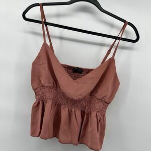 SHEIN Womens‎ Size L (US 8/10) Pink Sleeveless Smocked Peplum Cami Top